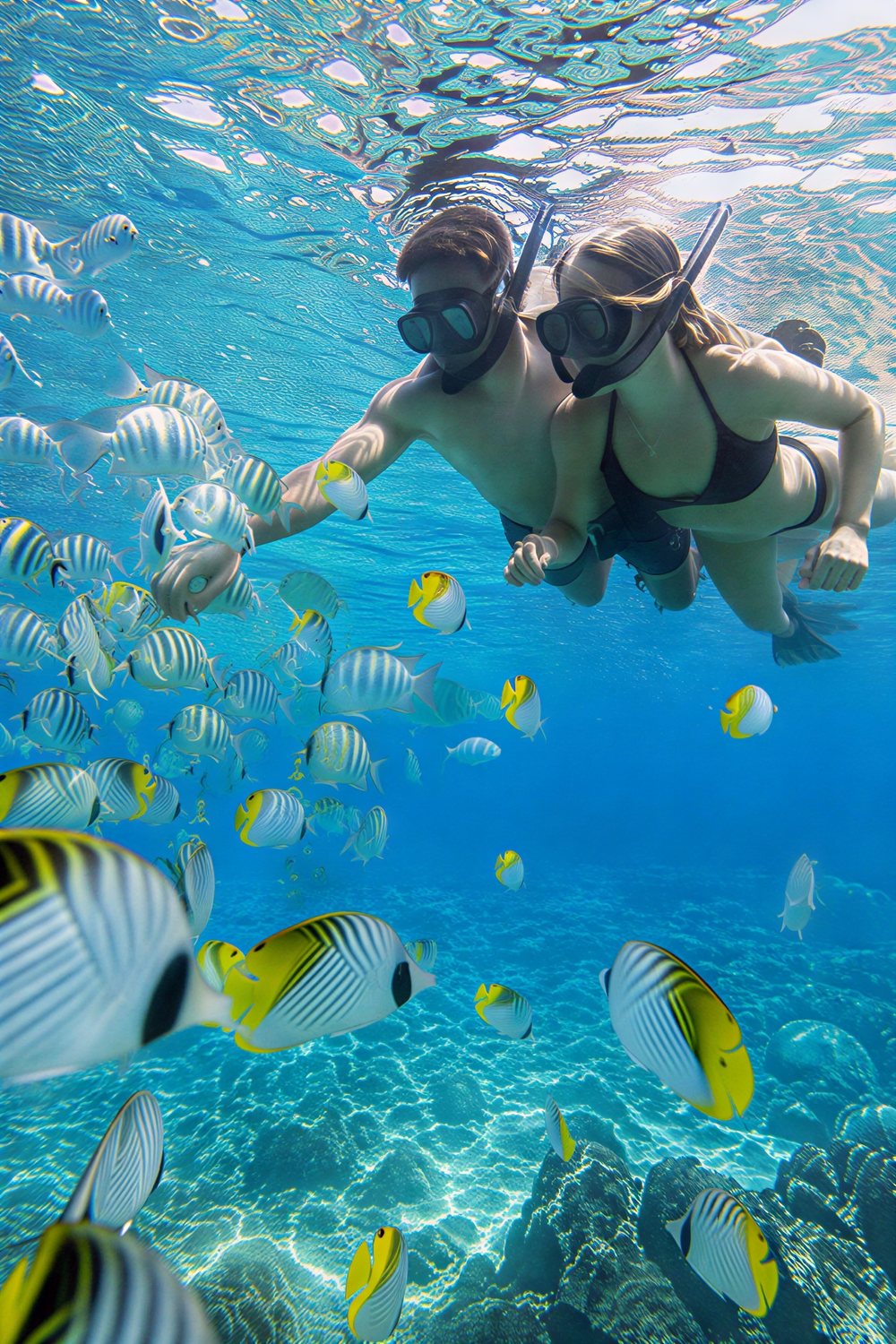 Snorkelers over a reef with tropical fish in Ang Thong Marine Park