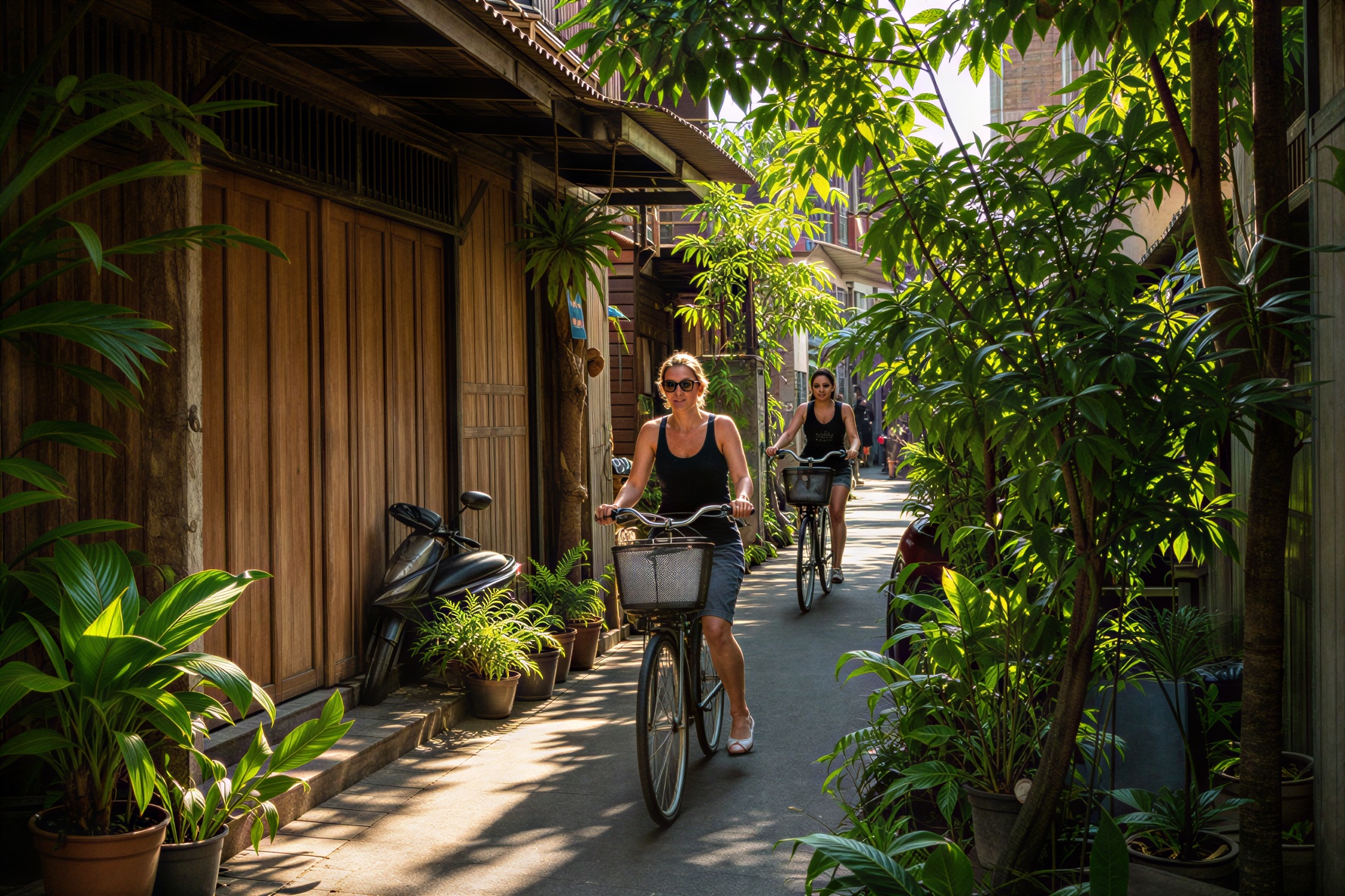 A wooden-house alley in old Bangkok
