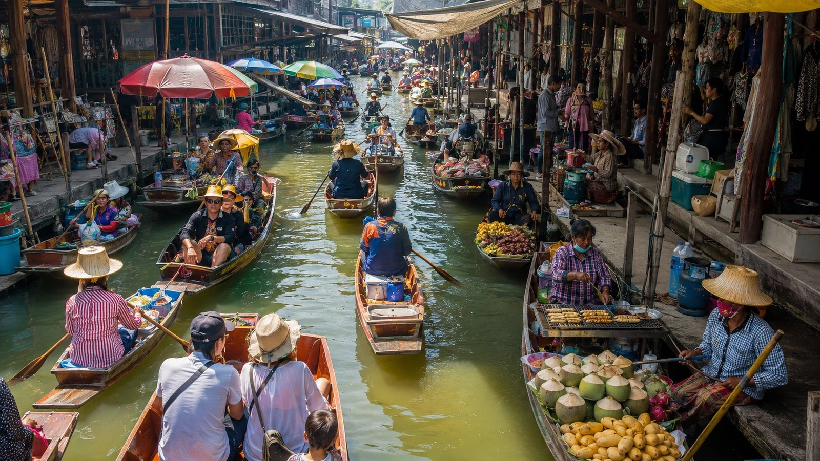 Paddle boat on the canals of Damnoen Saduak