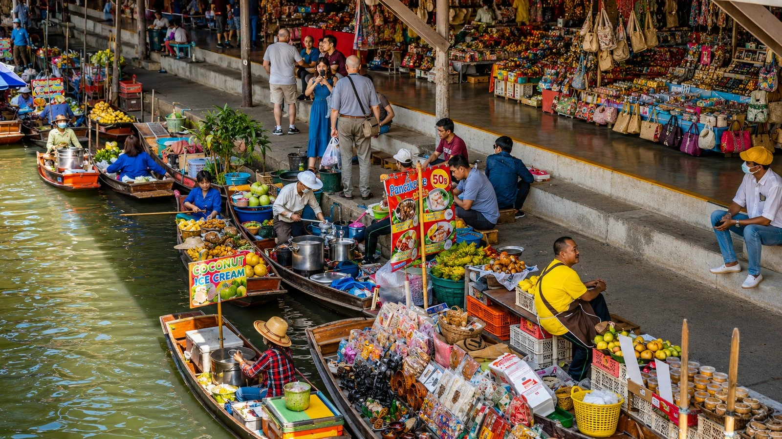 Busy morning at Damnoen Saduak Floating Market